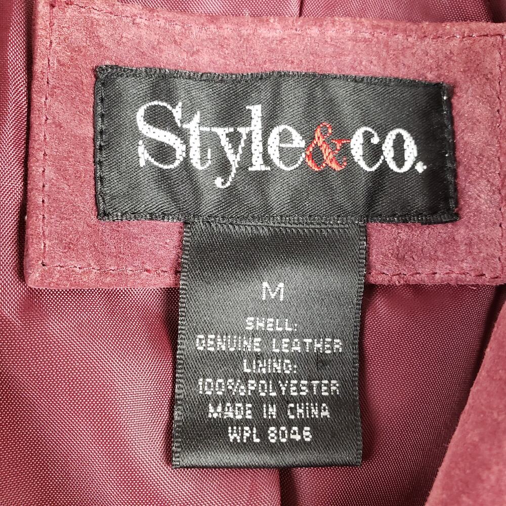 Style & Co Women's 14 Suede Leather Jacket Rusty Red Distressed‎ Western Boho - Picture 3 of 8